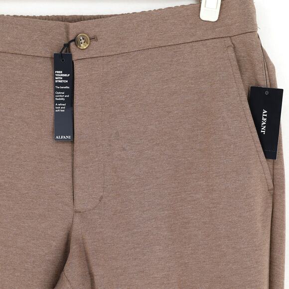 Alfani Men's Heather Brown Stretch Knit Rayon Casual Fit Suit Pants Size 38W 30L - Picture 3 of 4